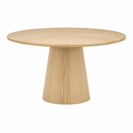 Mesa redonda de madera de roble con base cónica 120 cm
