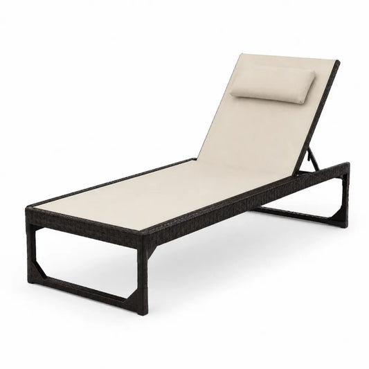 Tumbona de Ratán Sintético con Almohada Color Crema 195 cm