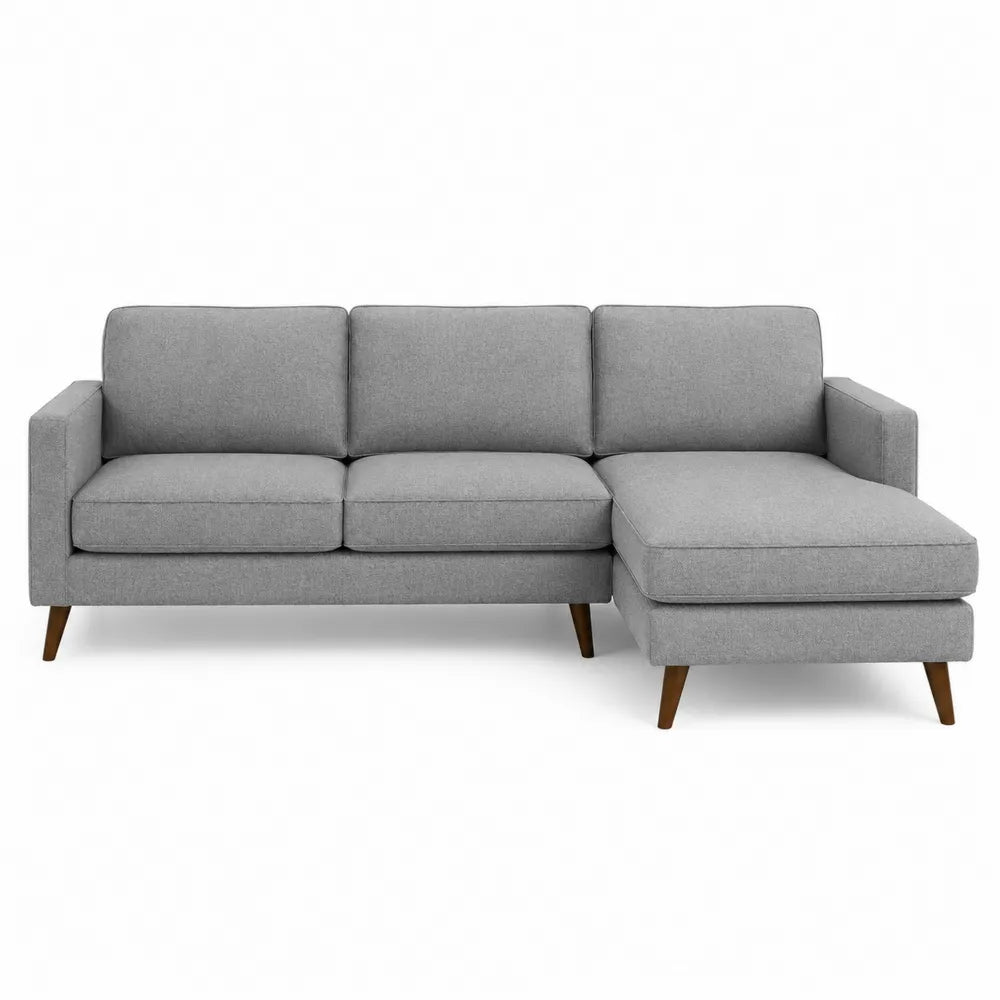 Sofá seccional en L gris con chaise longue de tela de poliéster