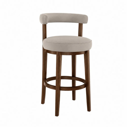 Taburete de madera y poliéster beige 75 cm
